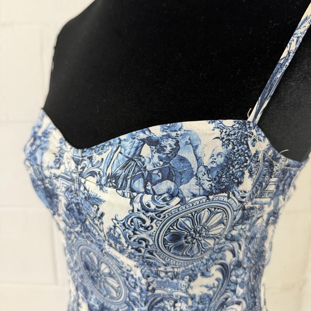 Pretty Little Thing Corset Cami Top Size 8 Roman Grecian Blue Romantic Dainty - Picture 3 of 11